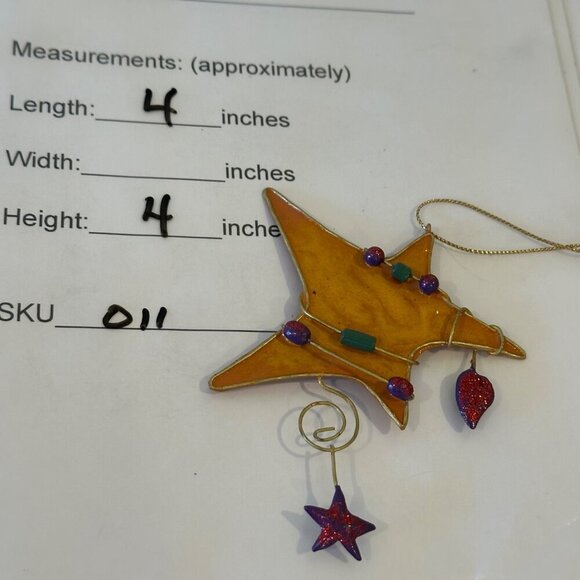 Vintage Star Ornament Gold Red Wire Beads 4in Holiday Decor Christmas Eclectic - Picture 7 of 7